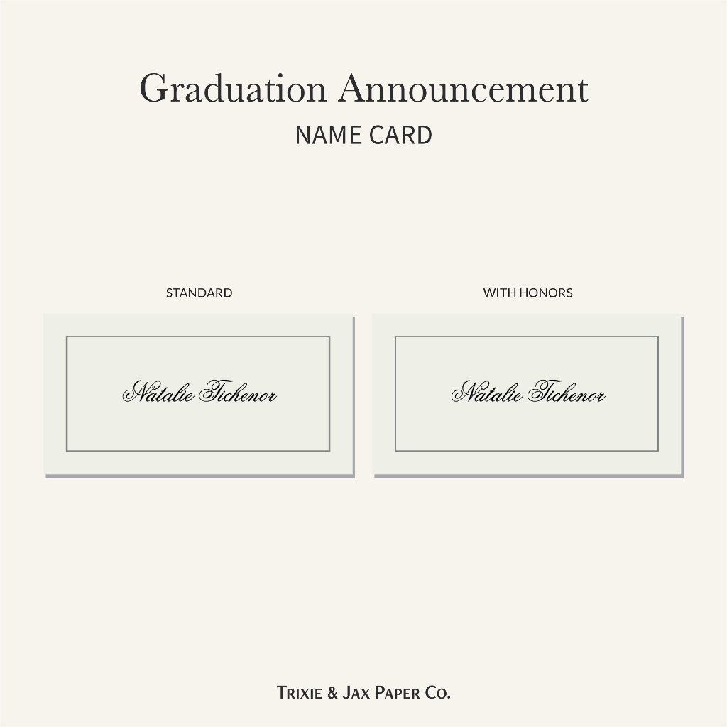 Personalized graduation announcements with metallic foil class year image. 