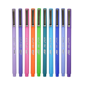 Set of colorful pens with metallic clips on a white background