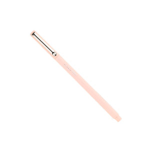 Peach pen with silver Le Pen brand logo and a silver clip on a white background