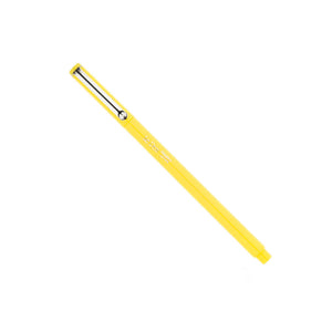 Yellow pen with a silver clip and silver Le Pen brand logo on a white background