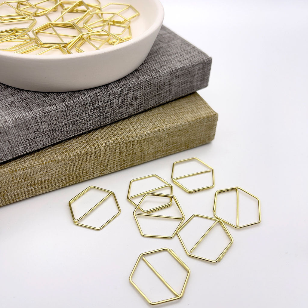 gold hexagon paper clips