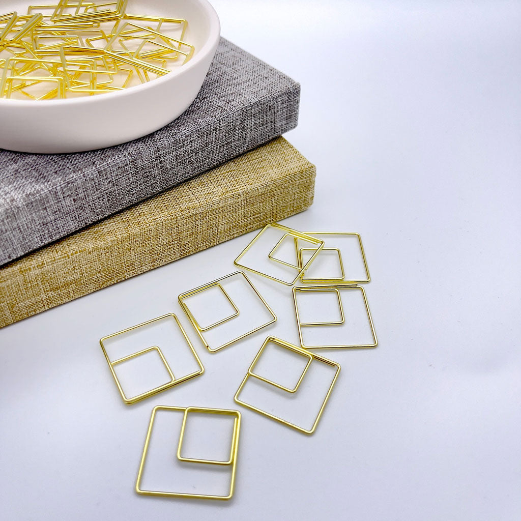 Square Paper Clips - Gold - Trixie & Jax Paper Company