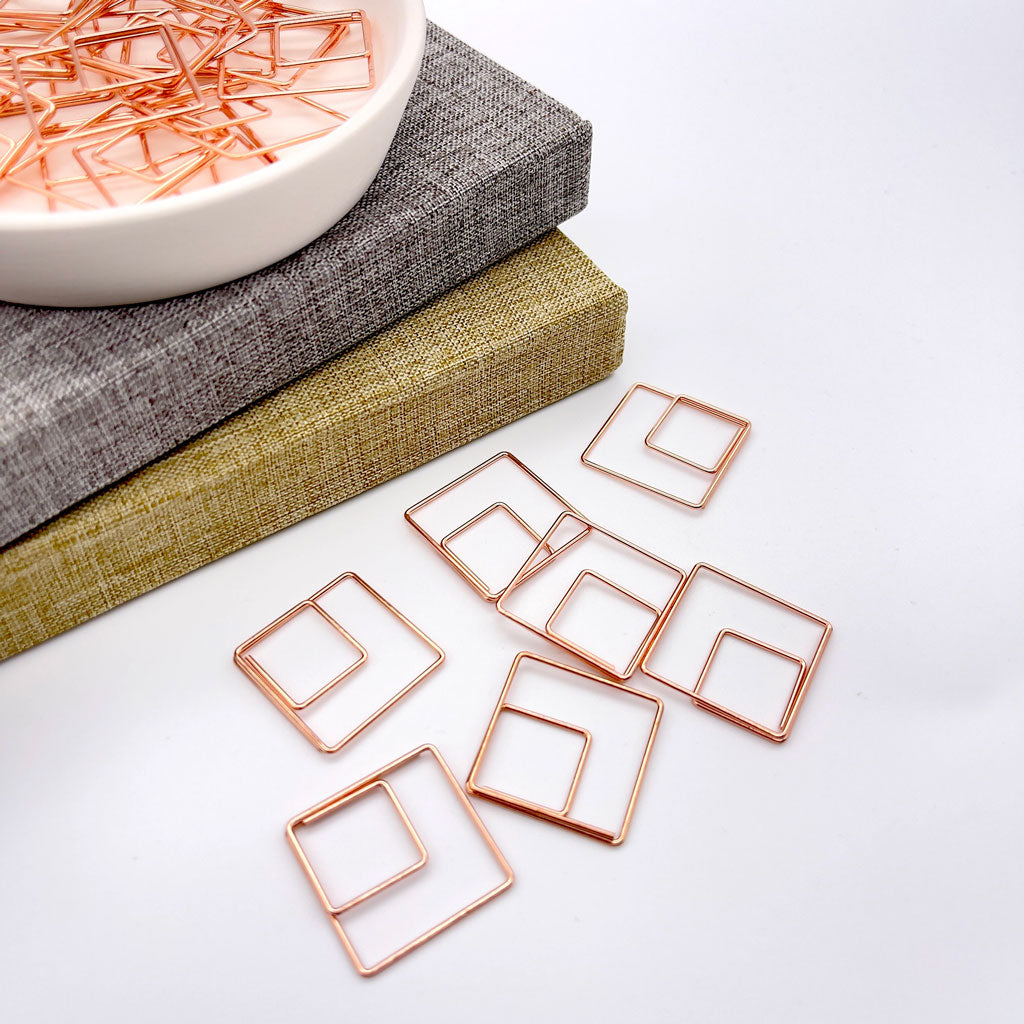 rose gold square paper clips