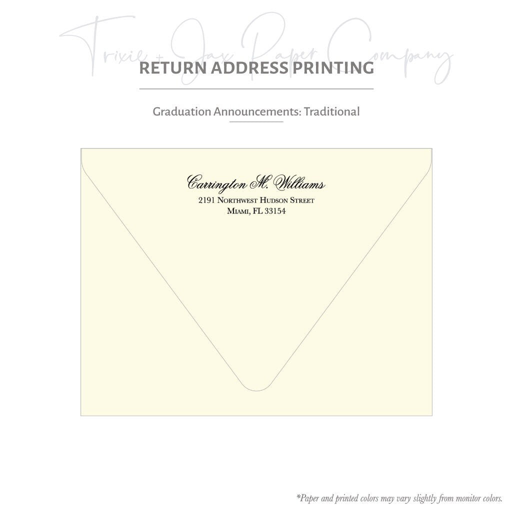 Return Address Printing: Graduation Announcements