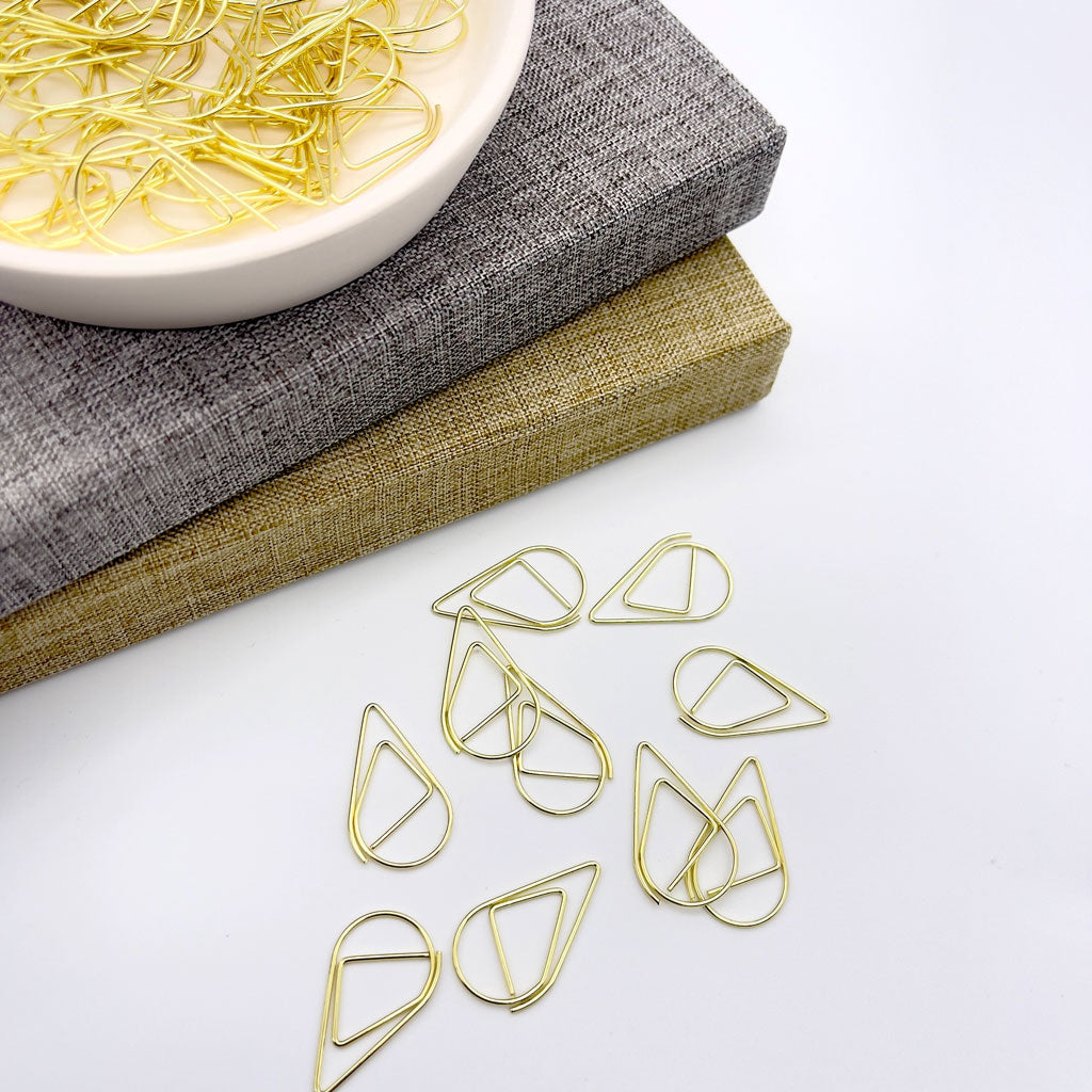 gold raindrop shape paper clips