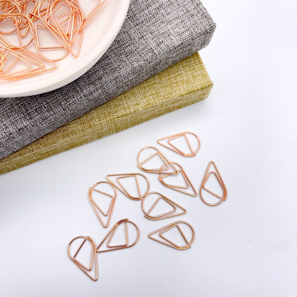 rose gold raindrop shaped paper clips